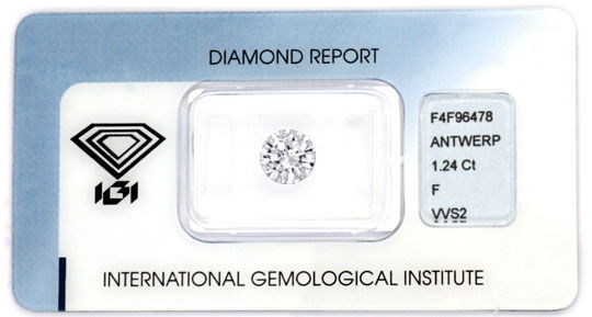 Foto 1 - Diamant IGI 1,24 Brillant feines Weiss Plus VVS Diamond, D5701