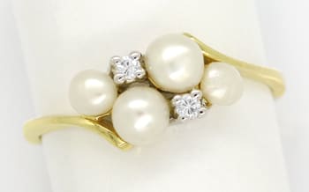 Foto 1 - Goldring mit Perlen und lupenreinen Brillanten, Q1514