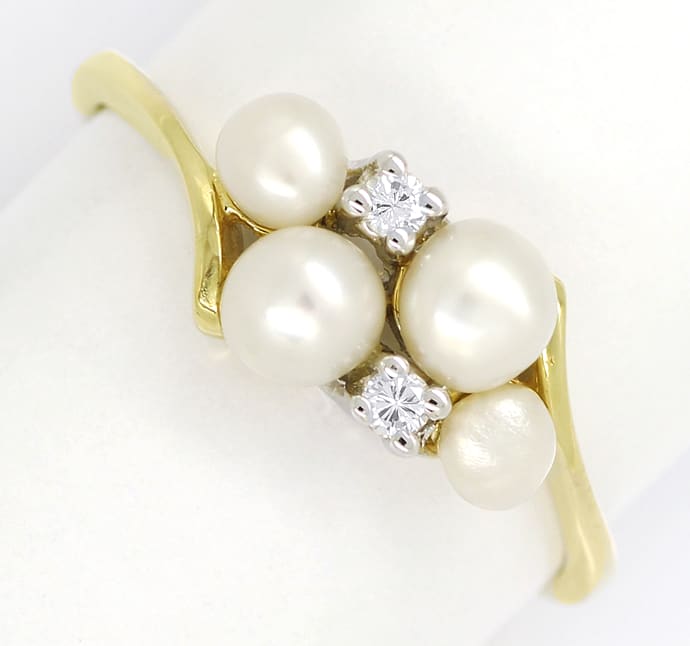 Foto 2 - Goldring mit Perlen und lupenreinen Brillanten, Q1514
